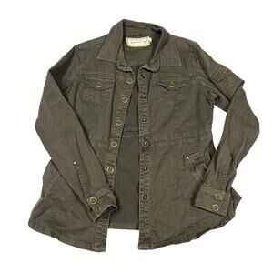 Aventura Jacket Taupe Green Button Front Utility Field Jacket Women's M